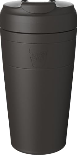 KeepCup Commuter Travel Mug - Insulated Stainless Steel Reusable Coffee Cup with Spillproof Flip Lid - 16oz/454ml - Black