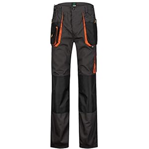 BWOLF Atlas Pantalon de Travail Homme Pantalon Travail Homme Classique avec Poches Multifonctionnelles + Renforcé de Polyester 600D (Gris/Orange, S, s)