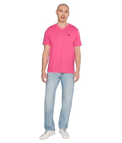 Image of U.S. Polo ASSN. Men's Solid V‑Neck T-Shirt, Pink Moon, XX-Large