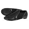 Slip On Jazz Dance Shoes - Pure Black Leather - Modern Stage Rubber Heel - Neoprene - Irish Dancing Pumps Eye Style Slipper - Girls and Women - Adult #3