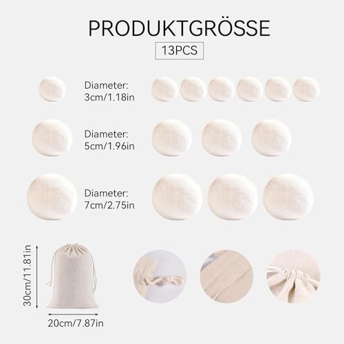 13er Set Trocknerbälle aus 100% Schafwolle Waschbälle 2in1 Ökologische Weichspüler Alternative Ideal für Daunenjacken & Allergiker