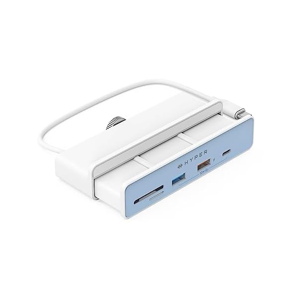 HyperDrive 6in1 USB Hub Adapter: HDMI 4K60Hz, USB-C 10Gbps, 2 USB-A 10Gbps, SD UHS-I, MicroSD UHS-I for iMac 2021 24 inch