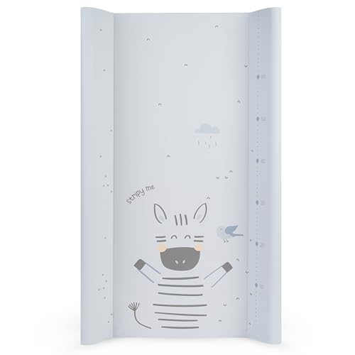 KikkaBoo Cambiador Bebé Impermeable y Portátil 80x50 cm STRIPY FRIENDS, Cambiador PVC Suave, Cambiador Portátil Bebé, Azul