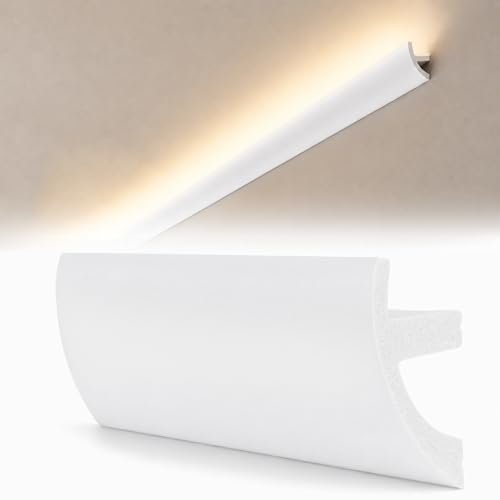 Image of moonoom 10 Pack 39 Ft Ceiling Crown Molding Trim, High Impact Ceiling Decorative Moulding, Room Top Light Strip Crown Molding for Ambient Home Bedroom Living Room Lighting (Style B)