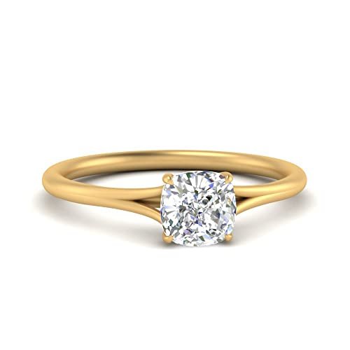 Bague diamant taille coussin et monture robuste en or jaune pour éclat maximal