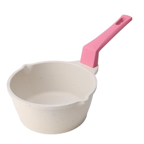 Gsycle Butter Warmer Pot, Aluminum Alloy Antistick Deepening Small Sauce Pan Milk Pan Chocolate Melting Pot for Home Use (Pink)