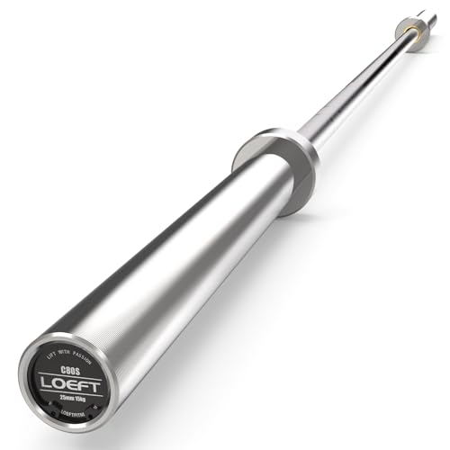 LOEFT Barra olímpica de 6 pies, barra de 15 kg y 25 mm para mujer para levantamiento de pesas y levantamiento de potencia, capacidad de peso de 1200 libras, barra de peso de 190 K PSI, para discos de