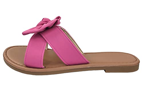 Image of Tiara Women's Bow Sandals, Slip On Flat Slides with Bow Detail | Cute Summer Sandals, Cushioned for All-Day Comfort - Great for Beach, Vacation & Everyday Wear