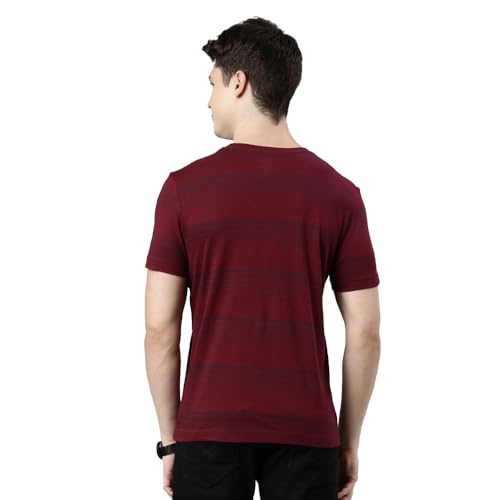 Image of F A S O Men's T-Shirt - Super Soft Combed Cotton Rich Fabric Sporty Striped Design Customized Comfort Fit