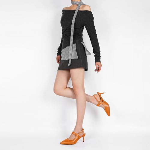 SAMMITOP Womens Slingback Kitten Heels Closed Pointed Toe Ankle Strap Pumps Elegant Casual Wedding Office Dressy Shoes 2.5 Inch2