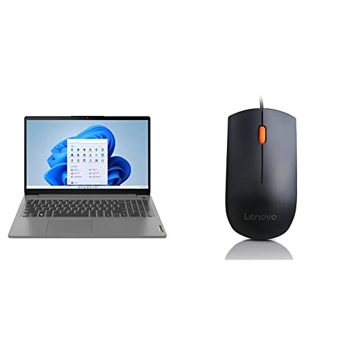 Image of Lenovo IdeaPad Slim 3 Intel Core i5 12th Gen 15.6 inch (39.62cm) FHD Thin & Light Laptop & 300 Wired Plug & Play USB Mouse, High Resolution 1600 DPI Optical Sensor