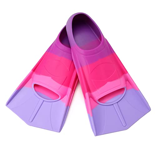 Image of Kids Swim Fins, Short Youth Flippers Swimming Leg Fins for Lap Swimming for Children Girls Boys Small