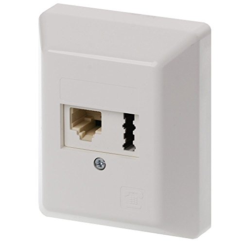 Rutenbeck Anschlussdose IAE/UAE 8(6) + TAE 6 Telefondose Kombination, für 6-polige & 8-polige Stecker, 2x6 Schraubkontakte, Aufputz Dose reinweiß