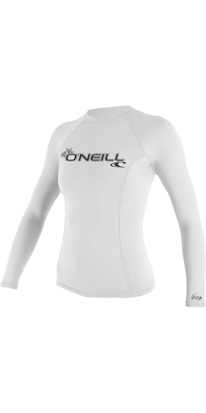 O'Neill Wetsuits Women's Basic Skins Long Sleeve Rash Vest, White, S UK