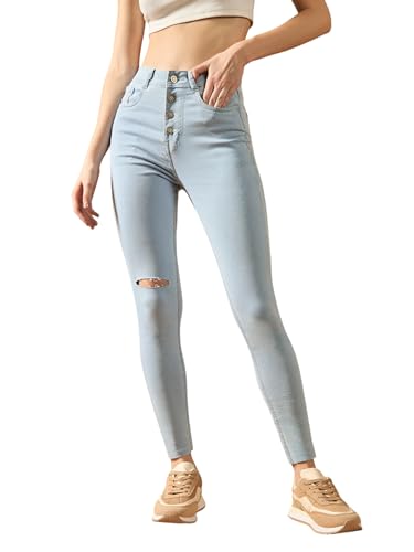 Image of Dolce Crudo Women's Skinny Fit High Rise Cropped Length Stretchable Denim Jeans