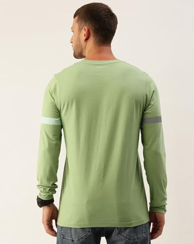 Image of Noble Monk Men Full Sleeve Round Neck T-Shirt | Printed Sleeves |Regular fit Tshirt for Men