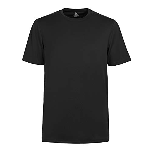 Mens Quick Dry Fit Mositure Wicking Athletic Performance T Shirt Crewneck Outdoor Activewear Tops(Black,3XL)