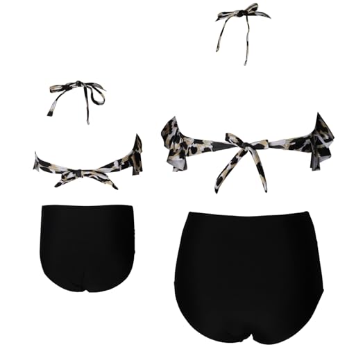 Family Matching Swimwear High Waisted Ruffle Flounce Two Piece Bikini Set Mother Daughter Swimsuits3