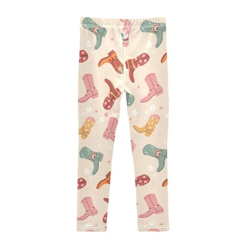 Lovely Cowboy Boots Girls Leggings,Workout Leggings for Girls Toddler Athletic Leggings Size for 3-10T2