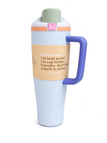 Image of HomeCloud 1200ML Stainless Steel Tumbler with Handle, Lid & Straw - Large Insulated Travel Mug Water Cup for Gym, Office, Travel & Outdoor Use (SkyBlue H)