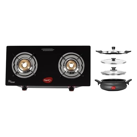 Pigeon by Stovekraft All in One Super Cooker 620-H 3 Litre Hard Anodised Outer Lid Pressure Cooker (Black) & Pigeon Aster Gas Stove 2 Burner with High Powered Brass Burner, black (14266)