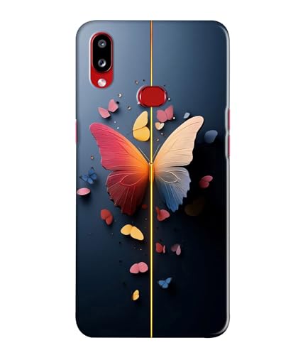 Image of Stylish Butterfly Printed Hard Back Case Cover Compatible for Samsung Galaxy A10S / Samsung Galaxy M01S (Multicolor) - D1665