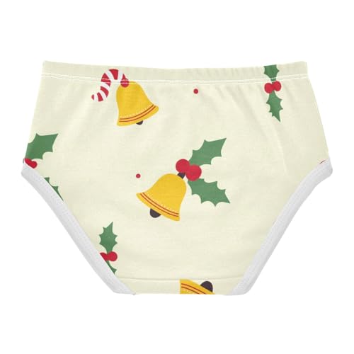 Girls' Triangle Panties Breathable Underwear for Girls Bell Holly Christmas Pattern2
