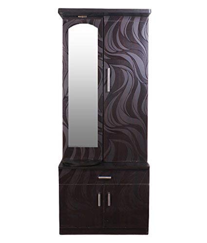 Furnilife Dressing Table with Mirror 1 Door 1Drawer for Bedroom - Dark Brown Color(WxHxD): 76.2x182.9x38.1cm, Suitable for Bedroom, Laundry Room, Closet, etc.