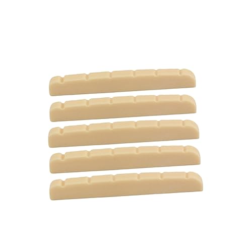 Generic 6 String Bass Guitar Nut Replacement 5pcs Plastic Guitar Nuts 42mm Lightweight Portable Pre-drilled for Easy Installation