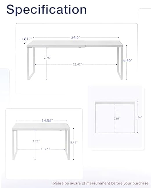 Nxconsu Cabinet Shelf Expandable Organizer Riser Rack for Kitchen Pantry Cupboard Under Sink Countertop Home Organization Extra Storage Space Saver Heavy Duty Metal Edgeless Design White Extra Large