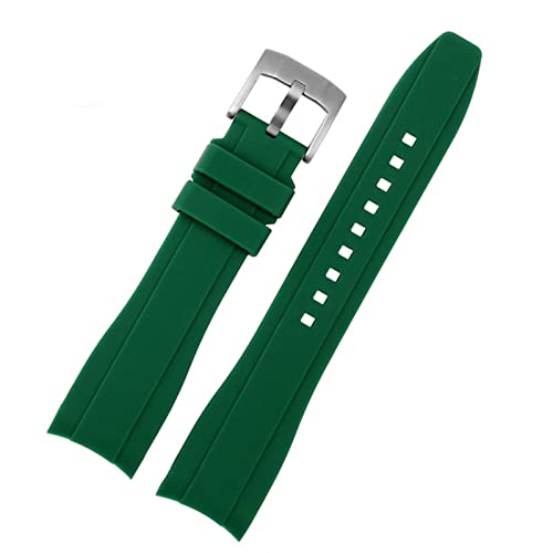 Bracelet silicone incurvé 21mm vert pour supprimer l'espace boîtier