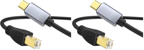 Image of MeloAudio USB C MIDI Cable, Type C to USB 2.0 MIDI Interface Cable for Midi Controller, Keyboard, Audio Interface for ipad, Samsung, Laptop, MacBook, 5FT USB B to USB C Printer Cable Black (Pack of 2)