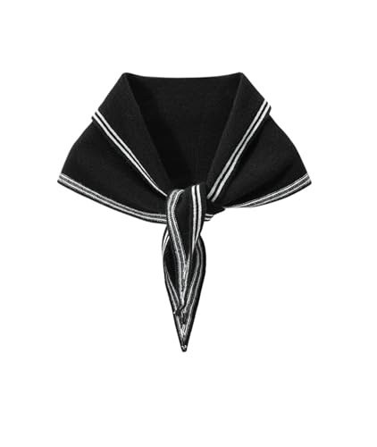 Women Cashmere Triangle Scarf Small Shawl Neck Warmer Applique Stripes Spring Multipurpose Cowl Pashmina Soft Knit