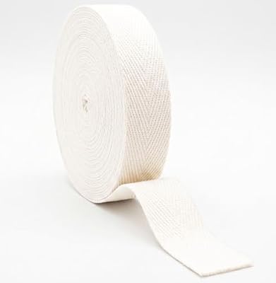 PurpleEssences Cotton Twill Tape Ribbon 1 Inch – Soft Herringbone Webbing Bias Binding Tape Roll for Sewing, Dressmaking & DIY Crafts, Durable Edge Binding Trim, 10 Yard Roll - 1 Pack - Beige
