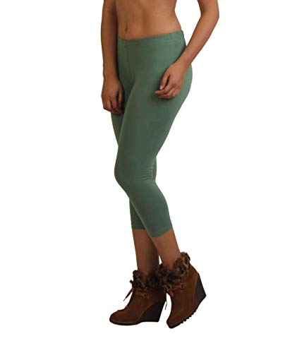 Image of Frenchtrendz Women's Cotton Spandex Stretchable Mid Rise Slim Fit Legging Capris (XS-4XL)
