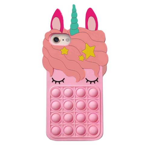 Asgens Fidget Pop Coque pour iPhone 6/6S/7/8/SE 2020, Jolie Licorne Magique Rose Clair, Soulage la...
