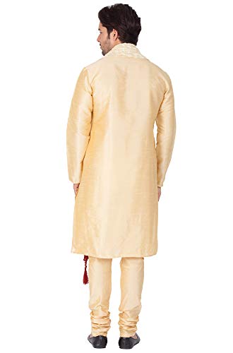 VASTRAMAY Men Maroon Cotton Silk Kurta Pyjama and Dupatta Set (VASMKMA001nPMAnD5WH) - Image 6