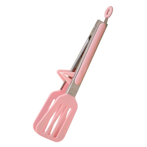 Pinzas de cocina de silicona de acero inoxidable de 22,8 cm y 30,5 cm, pinzas antiadherentes, pinzas de cocina para cocinar, freidora de aire, barbacoa, ensalada, rosa