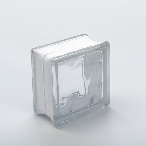 Ladrillo de vidrio básico nube transparente brillante 14,5x14,5x8 cm - 5 piezas