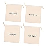 Happyyami 4 Stück Fön Aufbewahrungstasche Taschen Klein Haartrockner Inhaber Föhn Fön Beutel Mit Kordelzug Haarblase Tasche Fönbeutel Mit Kordelzug Kordelbeutel Reisebedarf Beige Stoff
