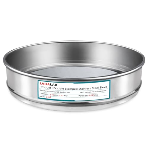 LVDALAB 304 Stainless Steel Lab Sieve Screen Mesh, 200 Mesh (0.075mm) Aperture Test Sieve, 15.75''(40cm) Diameter Economy Standard Analysis Sample Test Sieves for Industrial Laboratory Homes