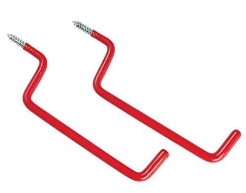 TERF® Tool Hook Screw-in Hooks Ladder Hook Storage Shed Garage Utility Hook Multi-Purpose Hooks Heavy Duty Wall Mount Vinyl Coated Storage Household Hooks for Garden Garage Shed Tools - Pack of 2