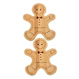 2Pcs Christmas Wooden Cutting Board Gingerbread Man Shape Wood Charcuterie Board for Xmas Holiday Christmas Cutting Board