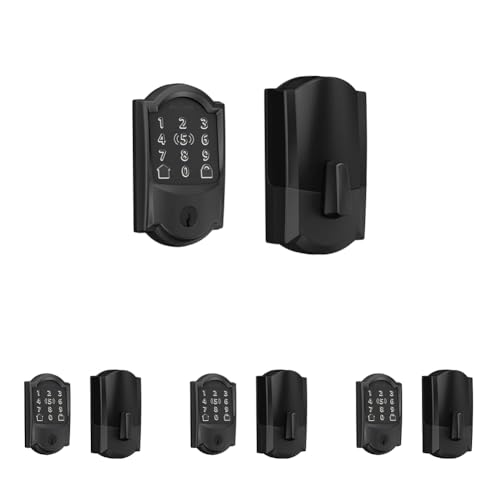 Image of Schlage Encode Plus Smart Wi-Fi Lock for Door, Keyless Entry Deadbolt, Unlock with Apple Watch, Built-in WiFi & App Control, Easy Install, Alexa & Apple HomeKit Compatible, Matte Black (Pack of 4)
