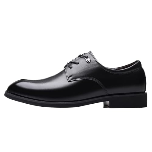 Men's Genuine Leather Oxford Shoes Height Increasing Business Formal British Style Wedding Groom Shoes Wide Width Simple Design