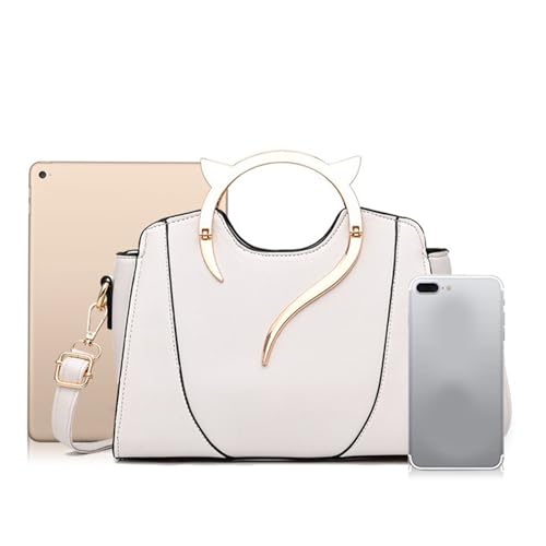 Women PU Leather Shoulder Crossbody Bag with Cute Cat Ear Top Handle Solid Handbag Large Capacity Messenger Bag Purse4