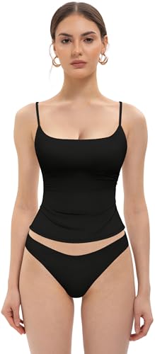 MIRITY Women's Sexy Double Lined Square Neck Tank Top - Y2K Going Out Adjustable Spaghetti Strap Cami