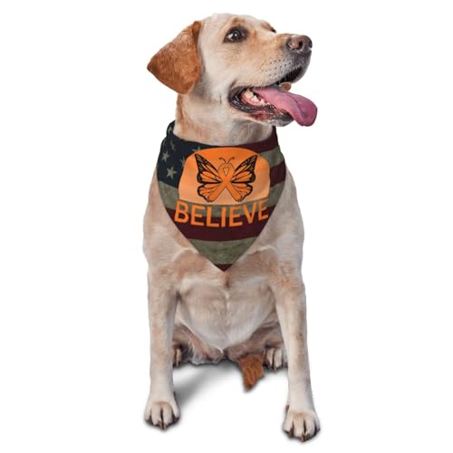 Believe Leukemia Awareness Orange Ribbon Dog Scarf Pet Bandana Cat Pet Bibs