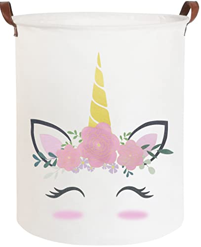 Image of CLOCOR Pink Unicorn Laundry Basket,Kids Toy Storage Bin,Baby Girls Dirty Clothes Hamper,Nursery Hamper for Bedroom,Bathroom Decor,Gift Basket (Pink Unicorn)
