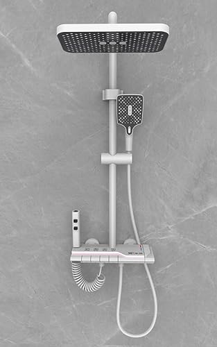 Image of RUVEL Shower Set - Floo with Hydropowered LED Light, Digital Display & 4 Water Functions (Milky White)